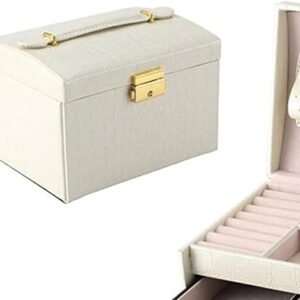 ZZYINH AN207 Jewelry Organizer Large Jewelry Box High Capacity Jewelry Casket Makeup Organizer Leather Beauty Travel Box Small Jewelry (Color : Beige)