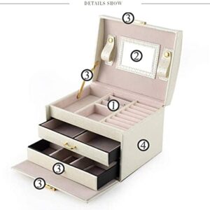 ZZYINH AN207 Jewelry Organizer Large Jewelry Box High Capacity Jewelry Casket Makeup Organizer Leather Beauty Travel Box Small Jewelry (Color : Beige)