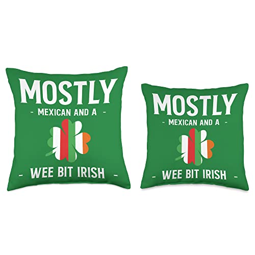 Irish Holiday Shamrock Luck Mostly Mexican and A Wee Bit Irish St. Patricks Day Throw Pillow, 18x18, Multicolor