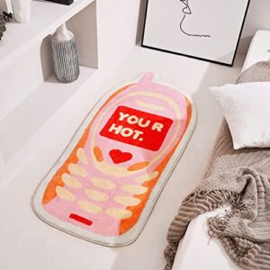snack break | cute cell phone rug for bathroom, bedroom and living room | non-slip backing | ultra soft machine washable microfiber