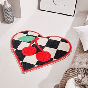 snack break | cute cherry rug for bathroom, bedroom and living room | non-slip backing | ultra soft machine washable microfiber