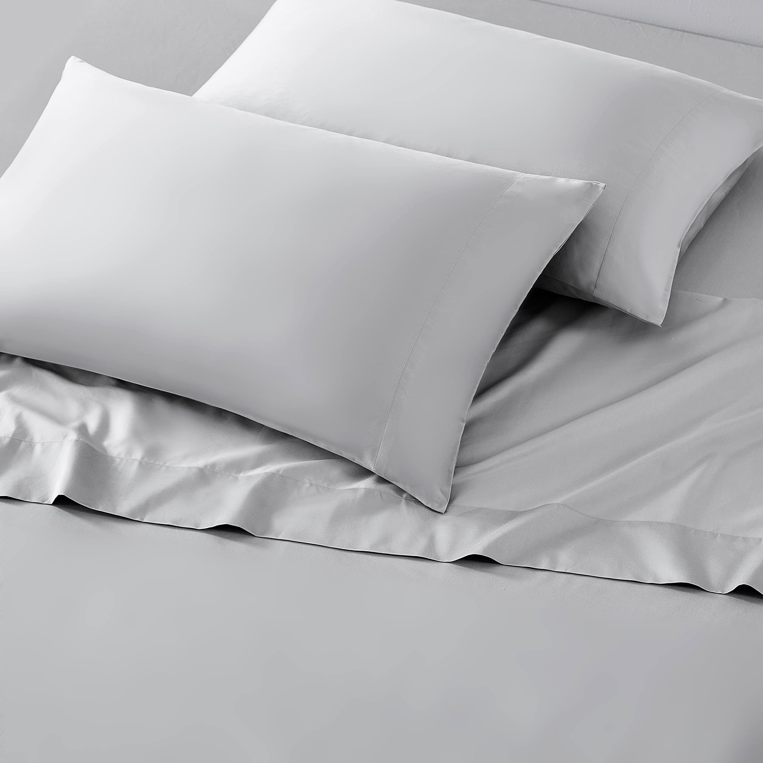 Vera Wang - Pillow Case Set, Luxury Sateen Cotton Bedding, 800 Thread Count, Soft & Smooth Home Decor (Steel Grey, Standard Pillowcases)