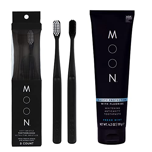 Moon Toothbrush and Whitening Anticavity Toothpaste Bundle