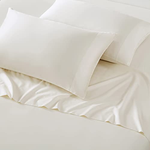 Vera Wang - Pillow Case Set, Luxury Sateen Cotton Bedding, 800 Thread Count, Soft & Smooth Home Decor (Ivory, Standard Pillowcases)