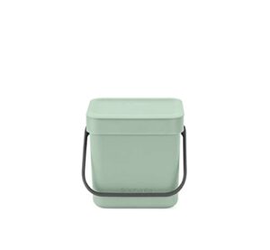 brabantia sort & go food trash can (0.8 gal/jade green) small countertop kitchen compost caddy with handle & removable lid, easy clean