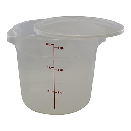 Habanerofire Cambro Bundle, 6 & 12 Quart Translucent Round Food Storage Containers with Lids and 1 Bowl and Pan Scraper