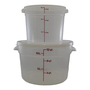 Habanerofire Cambro Bundle, 6 & 12 Quart Translucent Round Food Storage Containers with Lids and 1 Bowl and Pan Scraper