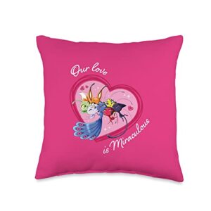 miraculous ladybug valentine's day kwamis love throw pillow, 16x16, multicolor