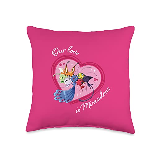 Miraculous Ladybug Valentine's Day Kwamis Love Throw Pillow, 16x16, Multicolor
