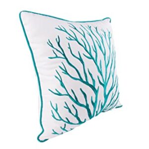 C&F Home Maris Embroidered Throw Pillow Blue Coral Coastal Beach Ocean Decor Decoration Throw and Accent Pillow for Bedding Sofa Or Couch 16" x 16" Blue