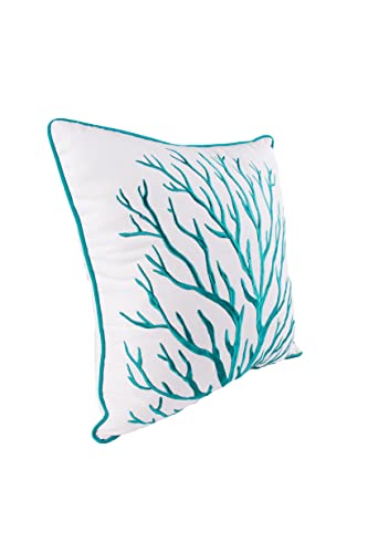 C&F Home Maris Embroidered Throw Pillow Blue Coral Coastal Beach Ocean Decor Decoration Throw and Accent Pillow for Bedding Sofa Or Couch 16" x 16" Blue
