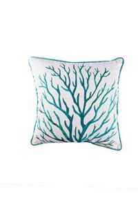 c&f home maris embroidered throw pillow blue coral coastal beach ocean decor decoration throw and accent pillow for bedding sofa or couch 16" x 16" blue