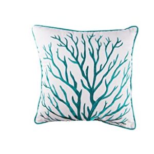 C&F Home Maris Embroidered Throw Pillow Blue Coral Coastal Beach Ocean Decor Decoration Throw and Accent Pillow for Bedding Sofa Or Couch 16" x 16" Blue