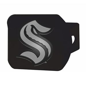 seattle kraken black metal hitch cover with metal chrome 3d emblem