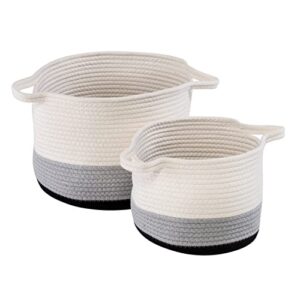 honey-can-do nesting cotton rope storage basket set, black ombré sto-09317 white