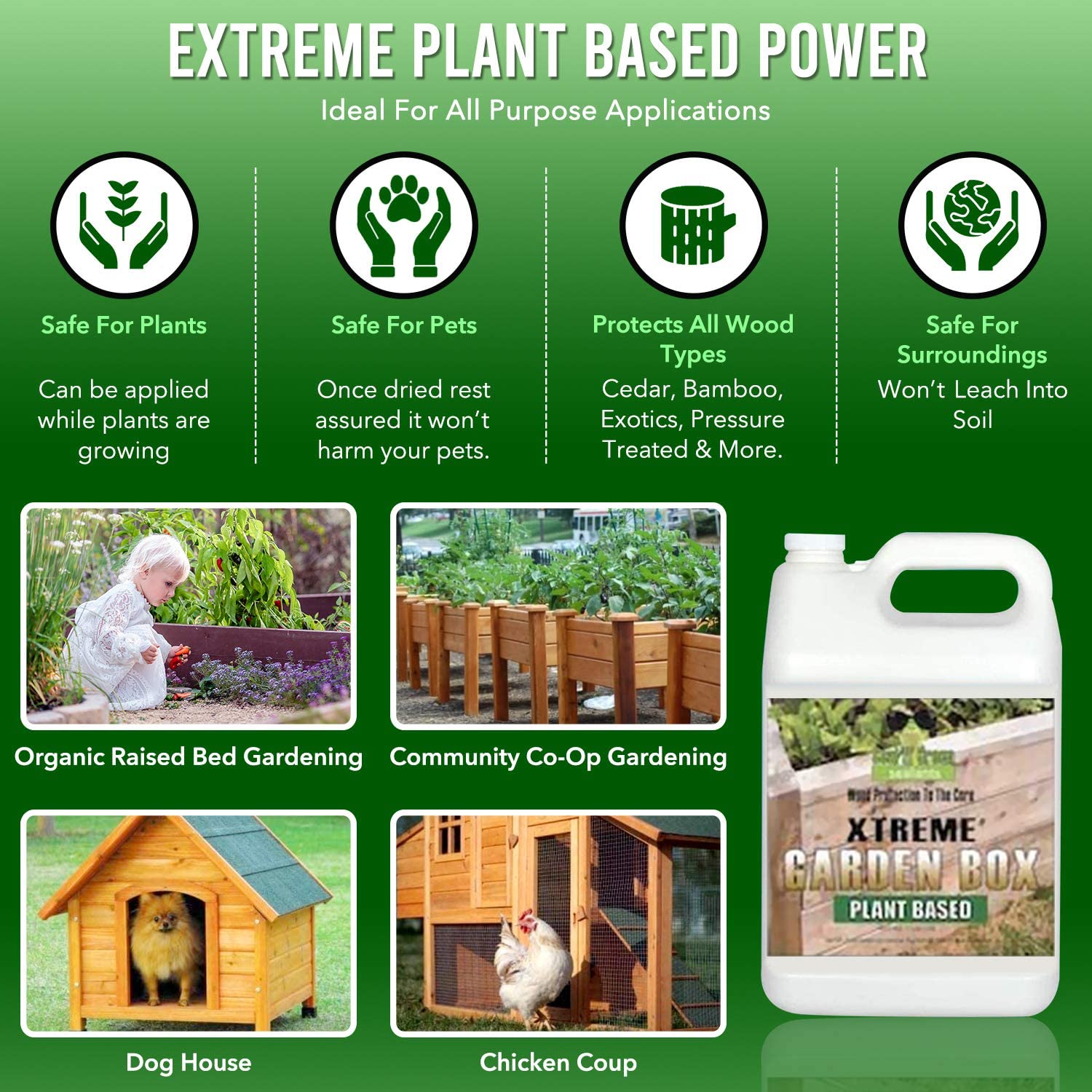 Garden Box Sealer | FDA Food Contact Safe Plant-Based Wood Sealant for Raised Beds, Planters & Pet Houses. Protects All Wood Types from Water & Weather Damage | Eco-Friendly Sustainable Solution