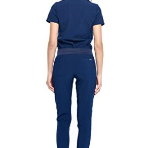 Dagacci Medical Uniform Women and Men Unisex 4-Way Stretch Jogger Scrub Set, Navy, M