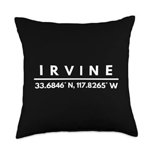 irvine ca coordinates irvine latitude longitude california throw pillow, 18x18, multicolor