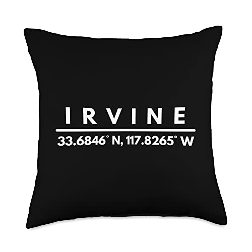 Irvine CA Coordinates Irvine Latitude Longitude California Throw Pillow, 18x18, Multicolor