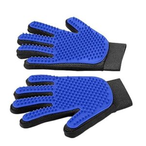 pet grooming glove - gentle deshedding brush glove - efficient pet hair remover mitt - massage tool with enhanced five finger