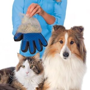 Pet Grooming Glove - Gentle Deshedding Brush Glove - Efficient Pet Hair Remover Mitt - Massage Tool with Enhanced Five Finger