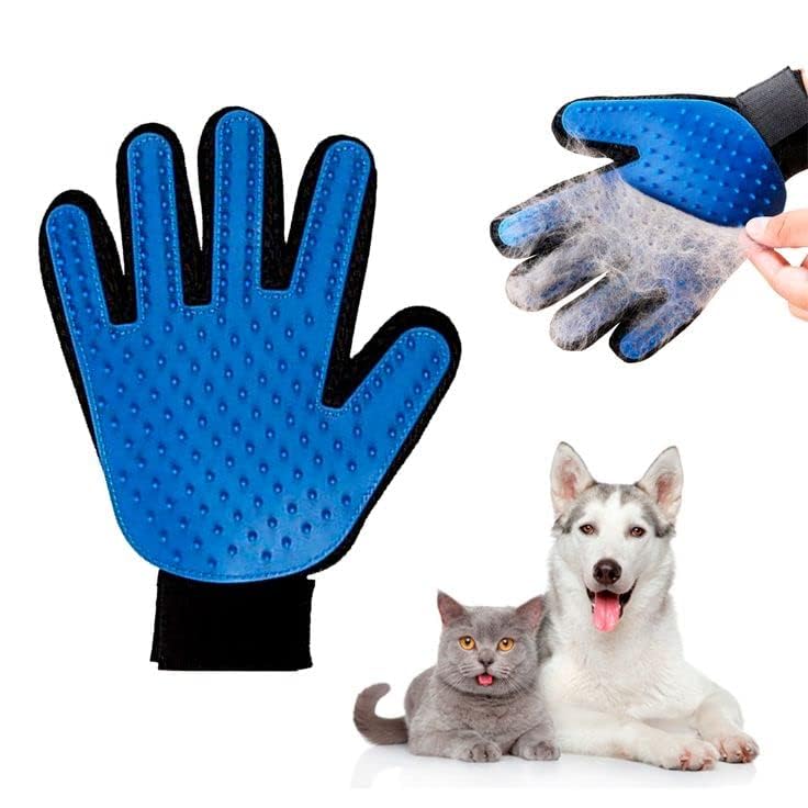 Pet Grooming Glove - Gentle Deshedding Brush Glove - Efficient Pet Hair Remover Mitt - Massage Tool with Enhanced Five Finger