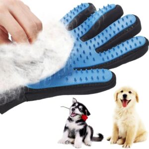 Pet Grooming Glove - Gentle Deshedding Brush Glove - Efficient Pet Hair Remover Mitt - Massage Tool with Enhanced Five Finger