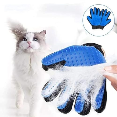 Pet Grooming Glove - Gentle Deshedding Brush Glove - Efficient Pet Hair Remover Mitt - Massage Tool with Enhanced Five Finger