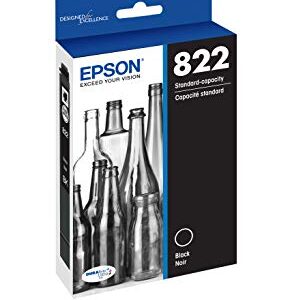 Epson 822 Standard Capacity, Cyan, Magenta, Yellow Jaune & T822 DURABrite Ultra Ink Standard Capacity Black Cartridge (T822120-S) for Select Workforce Pro Printers