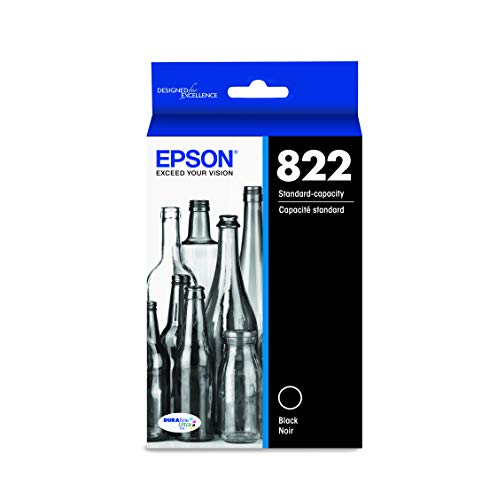 Epson 822 Standard Capacity, Cyan, Magenta, Yellow Jaune & T822 DURABrite Ultra Ink Standard Capacity Black Cartridge (T822120-S) for Select Workforce Pro Printers