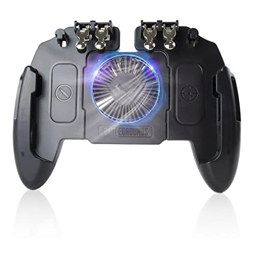 NGHTMRE Mobile Game Controller with Cooling Fan/Phone Holder/Finger Sleeves for Most of the FPS Games Including Call Duty, Rules Survival, Knives Out, Cross Fire, 4.7”-6.5” iOS Android Phones