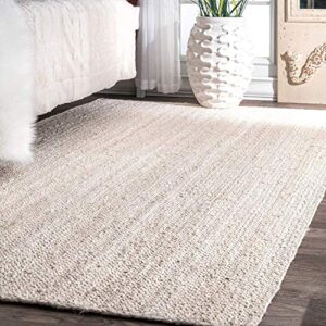 agro richer handwoven farmhouse rugs for living agro richer jute area rug natural hand braided rectangle rugs for bedroom, kitchen, living room (8x10 square feet, off white)