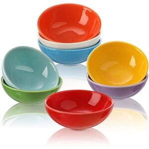 zenfun set of 8 ceramic pinch bowls set, 3.5 oz porcelain round sauce dipping dishes, mini terracotta dessert bowls, condiments bowls in bulk for kitchen, cooking prep, parties, decor, sushi