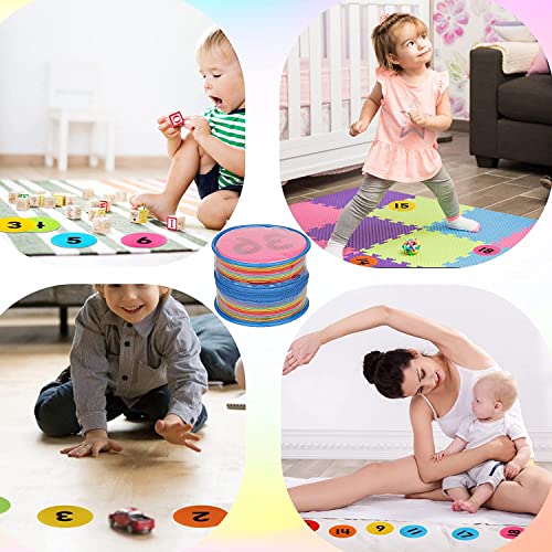 AIEX 36 Pack Carpet Spot Markers Nylon Carpet Markers Circles Marker Dots with Numbers 1 to 36 for Kindergarten Preschool Kids and Teachers (6 Colors)