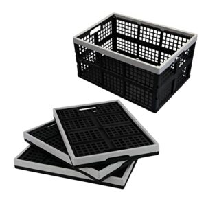 anbers 42 l plastic collapsible crates, folding storage bins, 4 packs