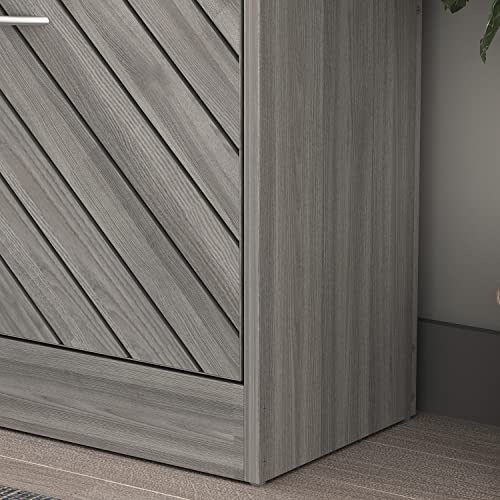 Homsee Modern Shoe Storage Cabinet with 2 Flip Drawers & Twill Louver Doors, Wood 2-Tier Shoe Rack Storage Organizer for Entryway, Hallway & Bedroom, Grey (22.4”L x 9.4”W x 29.5”H)