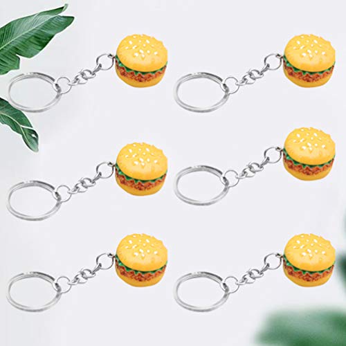 GARNECK 6Pcs Ham- Burger Key Chain Fast Food Cheeseburger Burgers Key Ring Simulation Food Key Pendant Bag Purse Charms for Birthday Gift Party Favor Orange