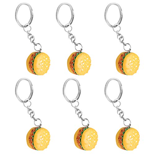 GARNECK 6Pcs Ham- Burger Key Chain Fast Food Cheeseburger Burgers Key Ring Simulation Food Key Pendant Bag Purse Charms for Birthday Gift Party Favor Orange