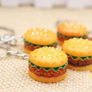 GARNECK 6Pcs Ham- Burger Key Chain Fast Food Cheeseburger Burgers Key Ring Simulation Food Key Pendant Bag Purse Charms for Birthday Gift Party Favor Orange