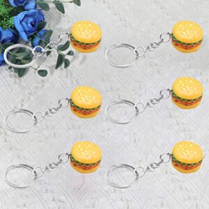 GARNECK 6Pcs Ham- Burger Key Chain Fast Food Cheeseburger Burgers Key Ring Simulation Food Key Pendant Bag Purse Charms for Birthday Gift Party Favor Orange