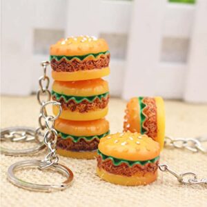 GARNECK 6Pcs Ham- Burger Key Chain Fast Food Cheeseburger Burgers Key Ring Simulation Food Key Pendant Bag Purse Charms for Birthday Gift Party Favor Orange