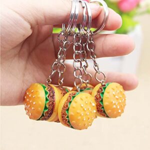 GARNECK 6Pcs Ham- Burger Key Chain Fast Food Cheeseburger Burgers Key Ring Simulation Food Key Pendant Bag Purse Charms for Birthday Gift Party Favor Orange