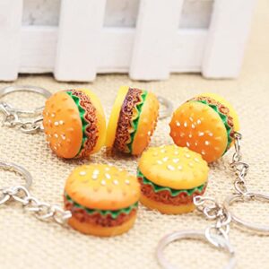 GARNECK 6Pcs Ham- Burger Key Chain Fast Food Cheeseburger Burgers Key Ring Simulation Food Key Pendant Bag Purse Charms for Birthday Gift Party Favor Orange