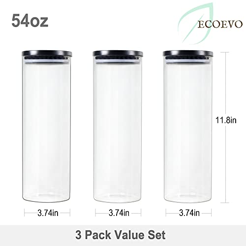 EcoEvo Glass Jars with Black lids, Glass Food Storage Containers with Stackable Lids, Glass Food Jars and Canisters Sets, Glass Pantry Jars with Airtight Lids, Glass Storage Jars (6 Pack of 26oz