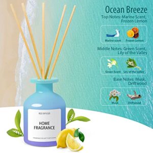 Scented Candles Set, Candles for Home Scented 4x2.0 oz/STRN Reed Diffuser Valentines Day, Home Fragrance Products Ocean Breeze/ 3.4oz/ 100ml