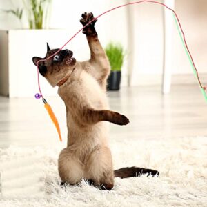 Yvnicll Interactive Cat Wand Toys, Interactive Cat Rainbow Wand Toys,Cat Wand Toy with Worms,Colorful Ribbon Charmer for Kitten (3 pcs)