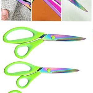 JISTL Craft Scissors Sharp Blades Fabric Scissors Rubber Soft Grip Handle Multipurpose Scissors Suitable for Sewing/Arts/Crafts/Office/School and Home (Green 3Pcs)