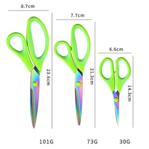 JISTL Craft Scissors Sharp Blades Fabric Scissors Rubber Soft Grip Handle Multipurpose Scissors Suitable for Sewing/Arts/Crafts/Office/School and Home (Green 3Pcs)