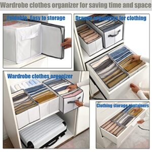 Wardrobe clothes organizer, Closet Organizers and Storage, Clothing Storage Containers for Jeans, Leggings, Skirts, T-shirts, Pants Washable Foldable Drawer Jeans Compartment Storage Box for Bedroom Dorm Room (2 Pcs Large 7 Grid)