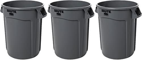 Rubbermaid Commercial 263200GY Round Brute Container Plastic 32 gal Gray (3)